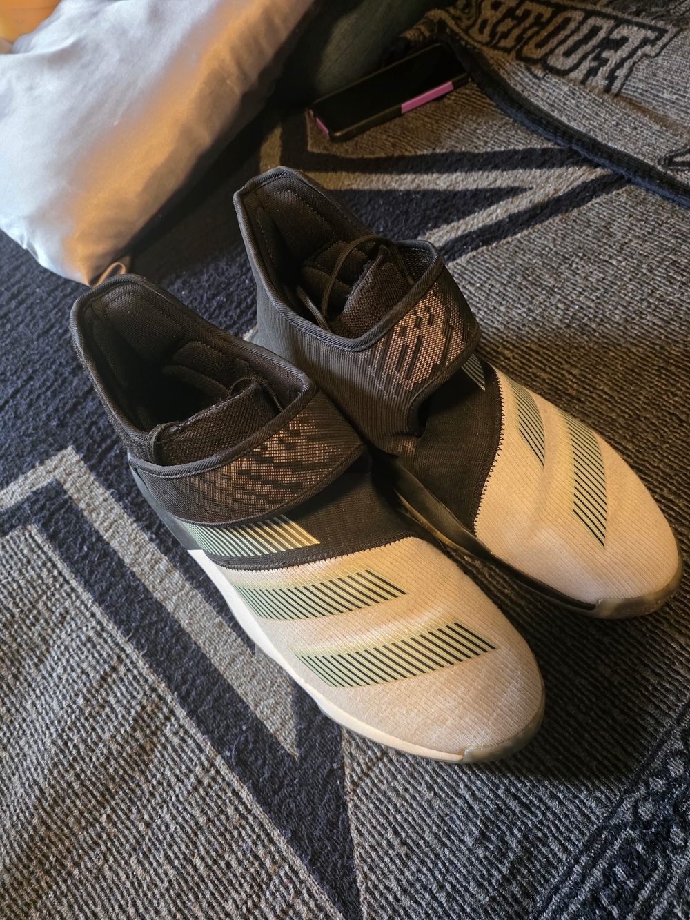 adidas Men's Athletic Basketball Shoes in Black, Cream and Green